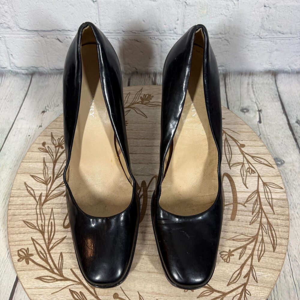 Burberry Black Patent Leather Pumps Heels Women's US 7.5 Nova Check Lined Italy - Picture 13 of 16